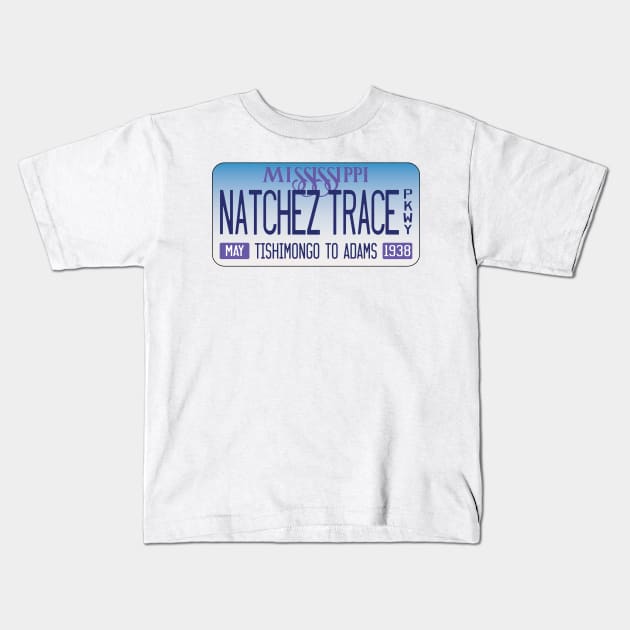 Natchez Trace Parkway, Mississippi license plate Kids T-Shirt by nylebuss